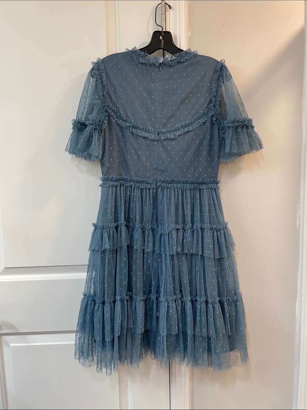 Ivy City Co Dusty Blue Ruffle Tulle Dress - Picture 7 of 17